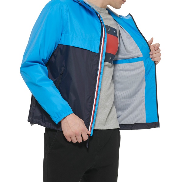 타미힐피거 Tommy Hilfiger Mens Stretch Hooded Zip-Front Rain Jacket 15767804