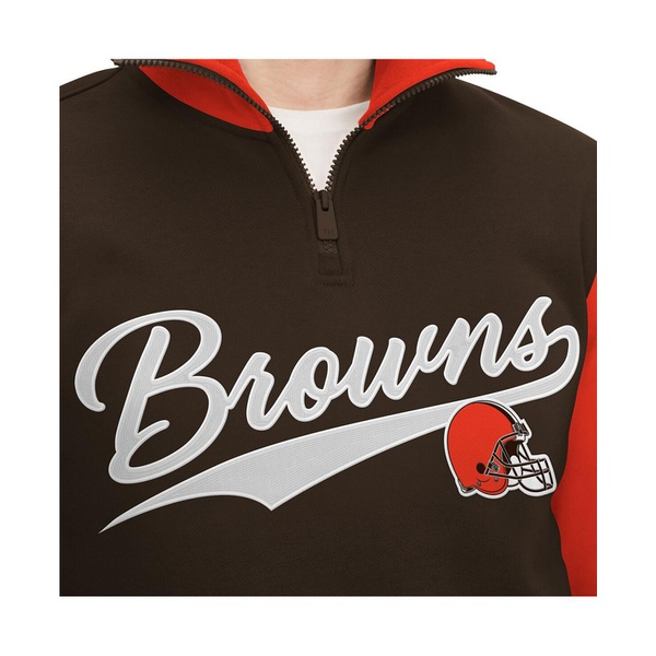 타미힐피거 Tommy Hilfiger Mens Brown Orange Cleveland Browns Aiden Quarter-Zip Top 15399473