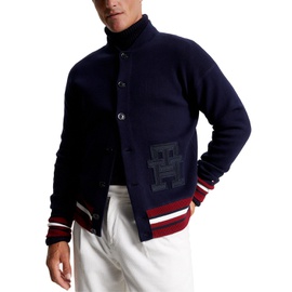 Tommy Hilfiger Mens Monogram Logo Applique Knit Varsity Bomber Jacket 16652665