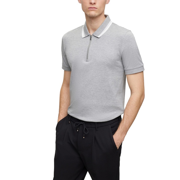 휴고보스 휴고 Hugo Boss Mens Slim-Fit Zip-Neck Polo Shirt 15662068
