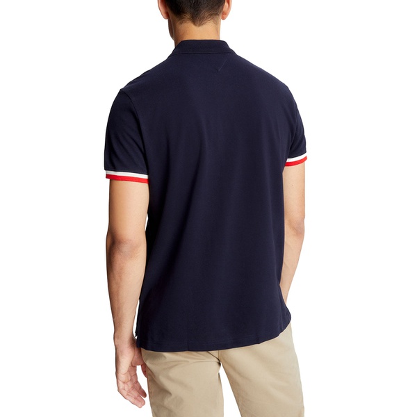 타미힐피거 Tommy Hilfiger Mens Micro Bubble Colorblocked Short-Sleeve Polo Shirt 16652632