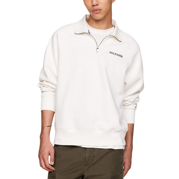 타미힐피거 Tommy Hilfiger Mens Quarter-Zip Long Sleeve Logo Sweatshirt 16455084