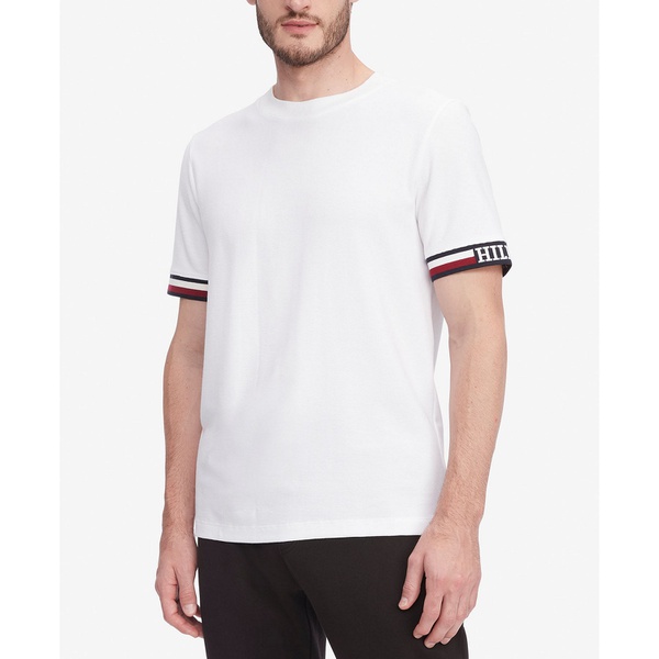 타미힐피거 Tommy Hilfiger Mens Monotype Logo Stripe Tipped T-Shirt 17060331