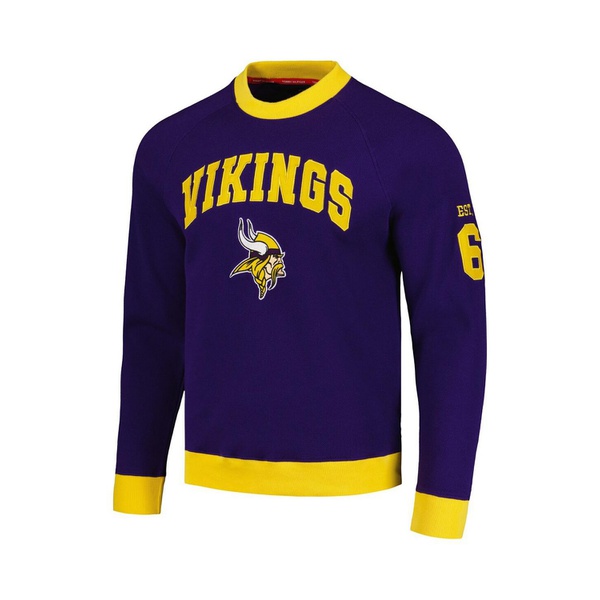 타미힐피거 Tommy Hilfiger Mens Purple Minnesota Vikings Reese Raglan Tri-Blend Pullover Sweatshirt 17539104
