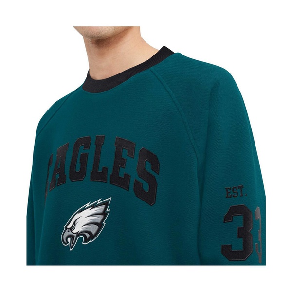 타미힐피거 Tommy Hilfiger Mens Midnight Green Philadelphia Eagles Reese Raglan Tri-Blend Pullover Sweatshirt 17536341