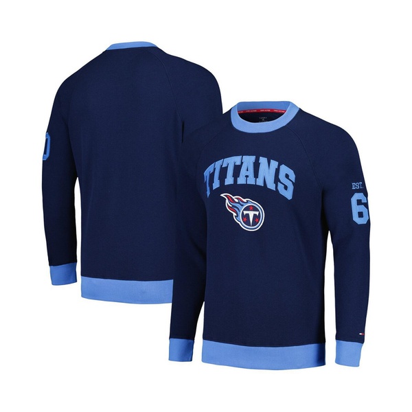 타미힐피거 Tommy Hilfiger Mens Navy Tennessee Titans Reese Raglan Tri-Blend Pullover Sweatshirt 17591883