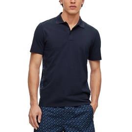 휴고 Hugo Boss Mens Cotton-Pique Polo Shirt with Monogram Inserts 15476070