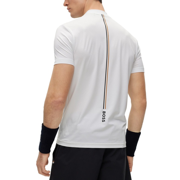 휴고보스 Mens Boss by 휴고 Hugo Boss x Matteo Berrettini Slim-Fit Polo Shirt with Bomber-style Collar 15476421