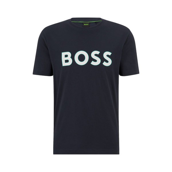 휴고보스 휴고 Hugo Boss Mens Crew-Neck Cotton Jersey Logo Print T-shirt 15476303