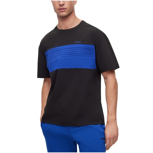휴고보스 휴고 Hugo Boss Mens Cotton-Blend Relaxed-Fit Color-Blocking T-shirt 15661785