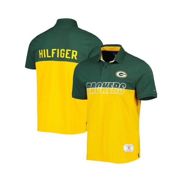 타미힐피거 Tommy Hilfiger Mens Gold Green Green Bay Packers Color Block Polo Shirt 16514937