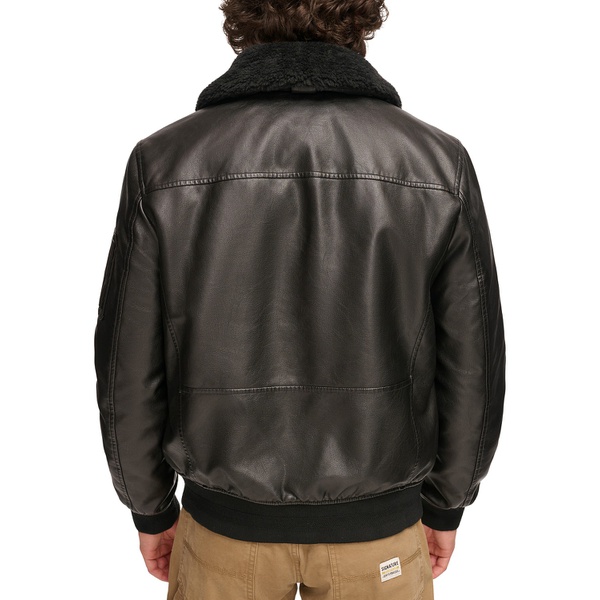 타미힐피거 Tommy Hilfiger Mens Faux-Fur-Trim Faux-Leather Bomber Jacket 16207188