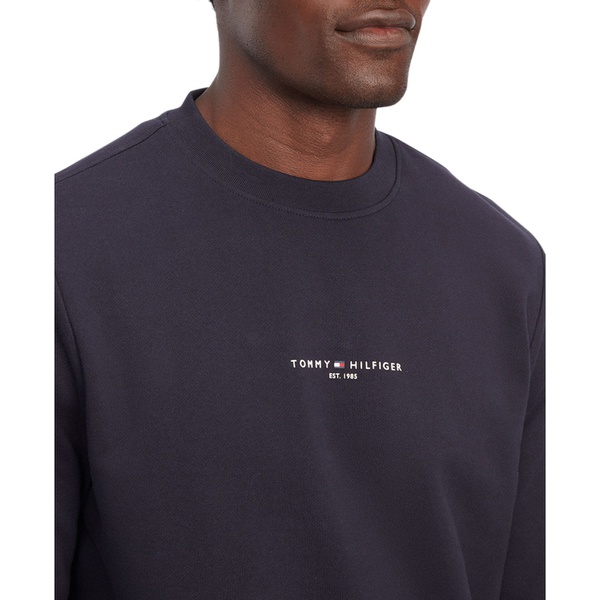 타미힐피거 Tommy Hilfiger Mens Logo-Tipped Crewneck Sweatshirt 16917482