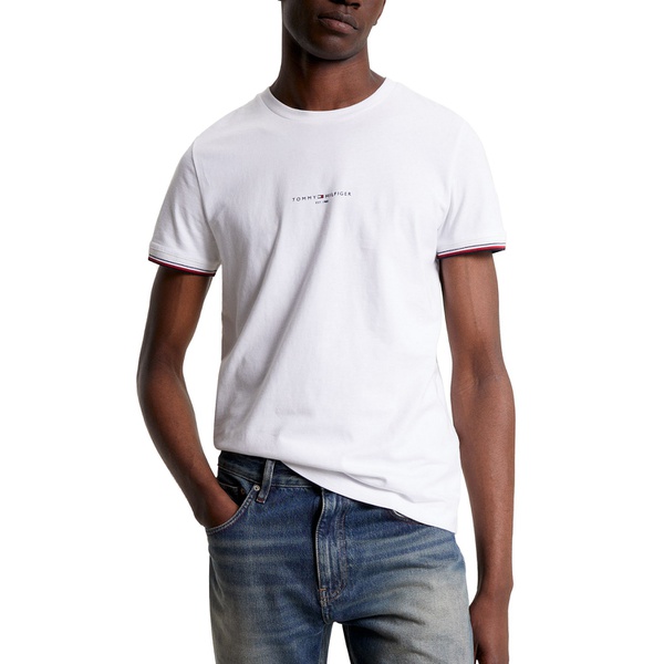 타미힐피거 Tommy Hilfiger Mens Tommy Logo-Tipped Cotton T-Shirt 16917476