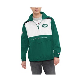 Tommy Hilfiger Mens Green White New York Jets Carter Half-Zip Hooded Top 17535365