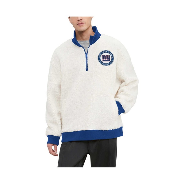타미힐피거 Tommy Hilfiger Mens Cream New York Giants Jordan Sherpa Quarter-Zip Sweatshirt 17670229