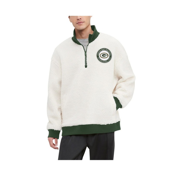타미힐피거 Tommy Hilfiger Mens Cream Green Bay Packers Jordan Sherpa Quarter-Zip Sweatshirt 17705742