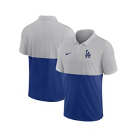 Nike Mens Silver Royal Los Angeles Dodgers Team Baseline Striped Performance Polo Shirt 14907520
