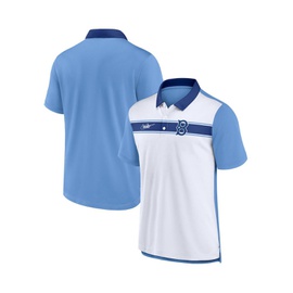 Nike Mens White Light Blue Brooklyn Dodgers Cooperstown?Collection Rewind Stripe Polo Shirt 16219703