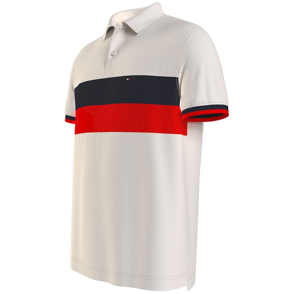 타미힐피거 Tommy Hilfiger Mens Micro Bubble Colorblocked Short-Sleeve Polo Shirt 16652632