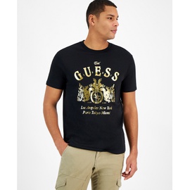 GUESS Mens Metallic Gold Crest Logo Graphic T-Shirt 16911202