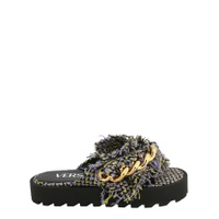 베르사체 Versace Womens Tweed Chain Platform Sandals 7234814935172