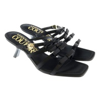 베르사체 진 꾸뛰르 베르사체 Versace Jeans Couture Black Stappy Mid Heel Bow Sandals- 7098521845892