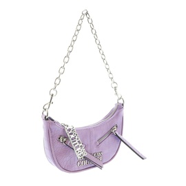 베르사체 진 꾸뛰르 베르사체 Versace Jeans Couture Lilac Half Moon Croc Embossed Zipper Hobo Bag 7187256705156