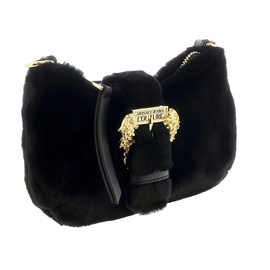 베르사체 진 꾸뛰르 베르사체 Versace Jeans Couture Black Faux Fur Baroque Buckle Mini Shoulder Bag 7188390838404