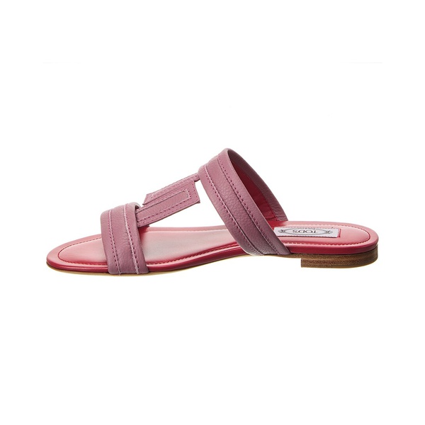  Tods Double T Strap Leather Sandal 7082261381252