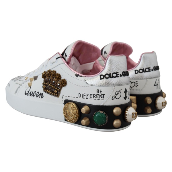 돌체앤가바나 돌체앤가바나 Dolce & Gabbana Crystal Queen Crown Leather Sneakers 7220244480132