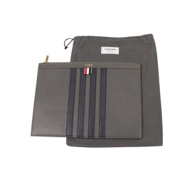 톰브라운 Thom Browne Striped Leather Clutch Grey 7225987432580