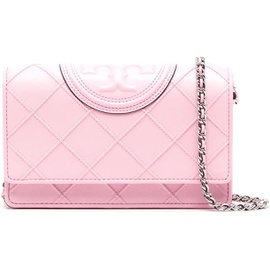 Tory Burch Womens Pink Plie Fleming Soft Wallet on a Chain Handbag 7123020513412