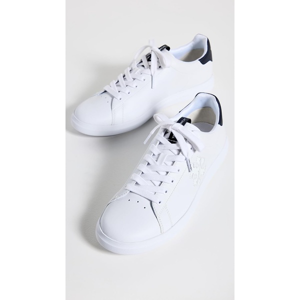 토리버치 Tory Burch Womens Logo Howell Court Sneakers, White/Perfect Navy 7127552000132