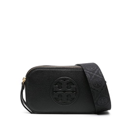 Tory Burch Leather Mini Miller Double Zip Crossbody Handbag, Black 7229006250116