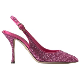 돌체앤가바나 Dolce & Gabbana Elegant Slingback Heels in Pink Silk Womens Blend 7199899844740