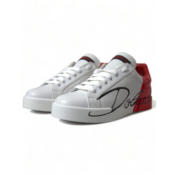 돌체앤가바나 돌체앤가바나 Dolce & Gabbana White Red Lace Up Womens Low Top Sneakers Shoes 7215988441220