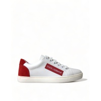 돌체앤가바나 Dolce & Gabbana Chic White Leather Sneakers with Red Womens Accents 7215987064964