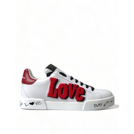 돌체앤가바나 Dolce & Gabbana White Love Patch Portofino Classic Sneakers Womens Shoes 7214056571012