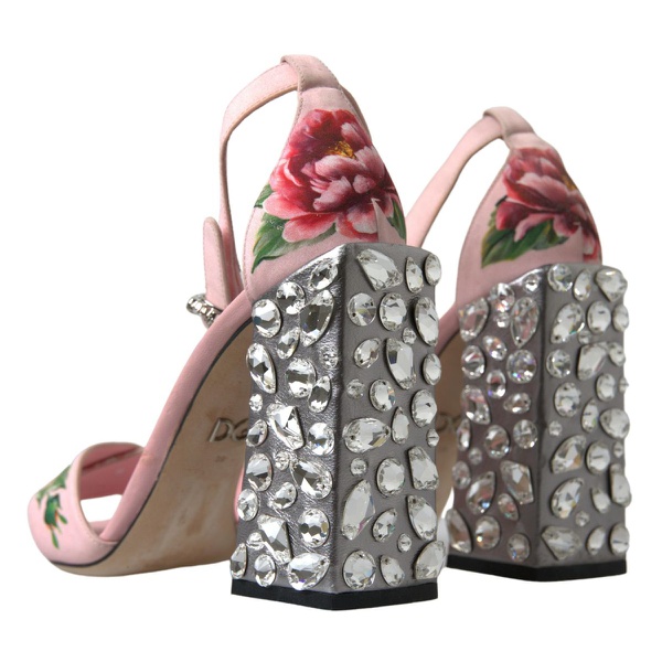 돌체앤가바나 돌체앤가바나 Dolce & Gabbana Pink Sandals Floral Bejeweled Block Heel Womens Shoes 7203380920452