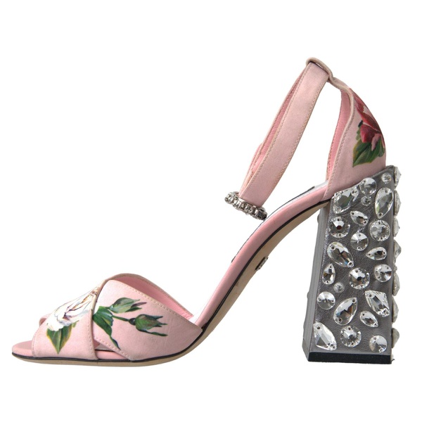 돌체앤가바나 돌체앤가바나 Dolce & Gabbana Pink Sandals Floral Bejeweled Block Heel Womens Shoes 7203380920452