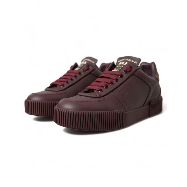 돌체앤가바나 돌체앤가바나 Dolce & Gabbana Burgundy Leather Sneakers with Rubber Sole 7208509866116