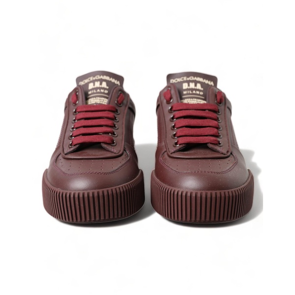 돌체앤가바나 돌체앤가바나 Dolce & Gabbana Burgundy Leather Sneakers with Rubber Sole 7208509866116