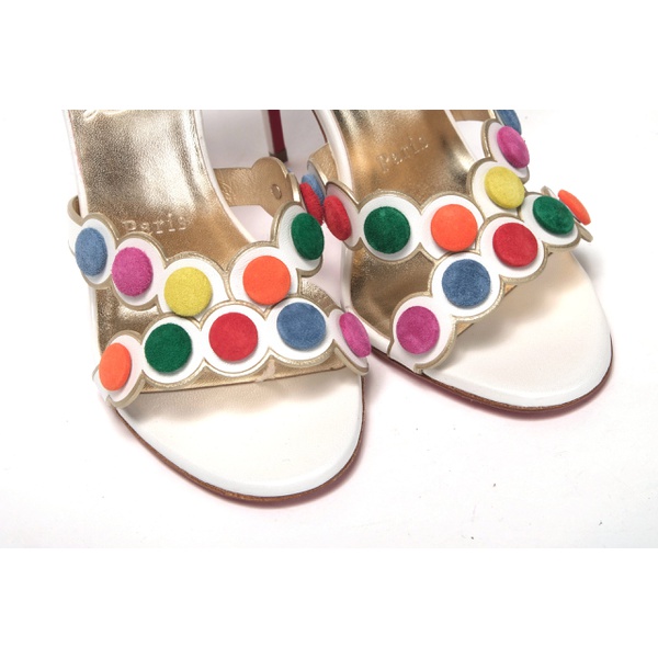 크리스찬 루부탱 크리스찬 루부탱 Christian Louboutin White Multicolor Spot Design High Heels Shoes Womens Sandal 7199890112644
