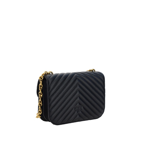  PINKO Elegant Black Quilted Leather Shoulder Womens Bag 7210004480132