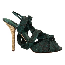 돌체앤가바나 Dolce & Gabbana Elegant Green Python Strappy Womens Heels 7199905874052