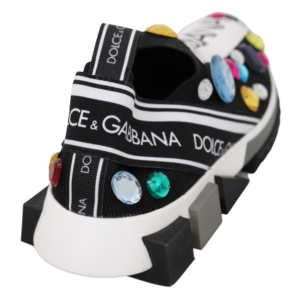 돌체앤가바나 돌체앤가바나 Dolce & Gabbana Black Crystal-Embellished Low Top Womens Sneakers 7199908987012
