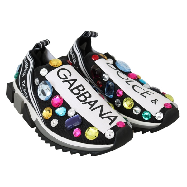 돌체앤가바나 돌체앤가바나 Dolce & Gabbana Black Crystal-Embellished Low Top Womens Sneakers 7199908987012