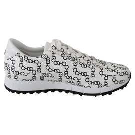 지미 추 Jimmy Choo White and Black Leather Monza Womens Sneakers 7199862816900