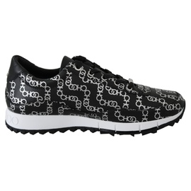 지미 추 Jimmy Choo Black and Silver Leather Monza Womens Sneakers 7199874908292